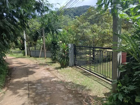 Beautiful land for sale in Klong Son, Koh Chang by Koh Chang Properties – 1 Rai 38 Sqw. with Chanote title, private gate, fruit trees, water and electricity ready. Ideal for building your dream home or running a small tropical fruit business.